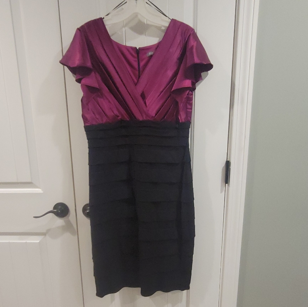 Size 14 event dress. Maroon/deep pink and black